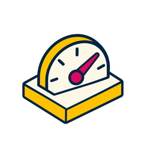A speedometer on a simple platform base representing Performance Engineering